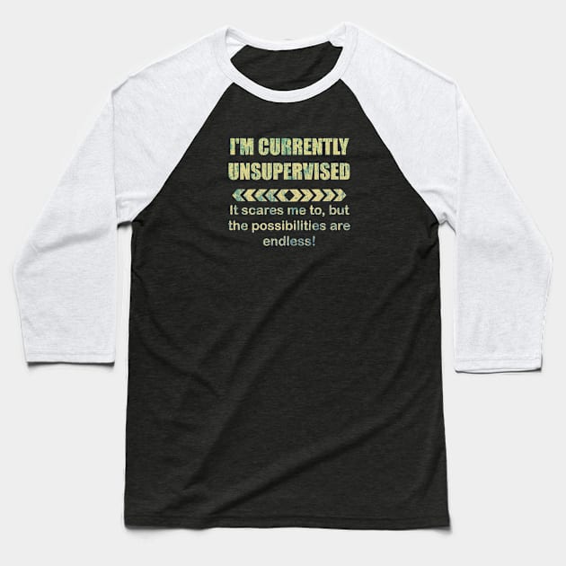 I'M CURRENTLY UNSUPERVISED Baseball T-Shirt by RileyDixon